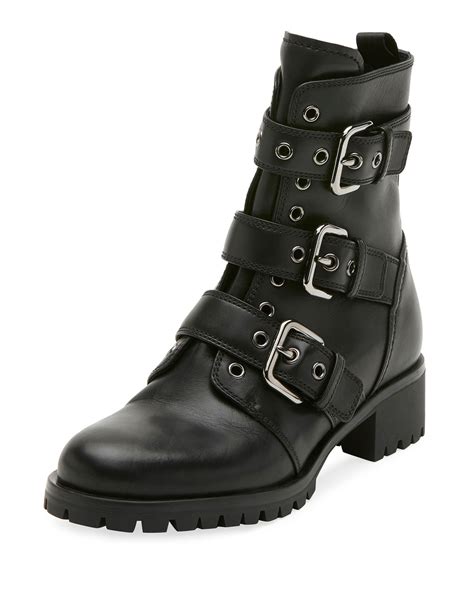 prada leather buckle combat bootie|Black Brushed Leather Combat Boots .